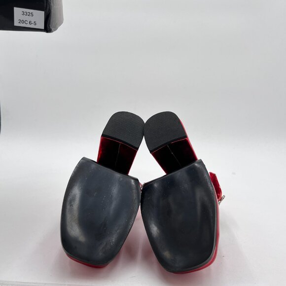 XYD Red Bling Rhinestones Strap Platform Mary Jane Square Toe High Chunky Pumps - Picture 7 of 8